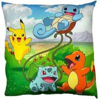 Dubbelzijdig kussen - Vierkant - POKEMON - Pikachu en Starter 1G II - Microvezel - 40 x 40 cm