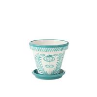 J-Line Flowerpot+Plate Granada Handmade+Painted Ceramic Aqua Large - thumbnail