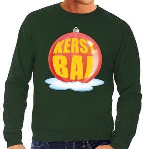 Foute kersttrui kerstbal rood op groene sweater voor heren