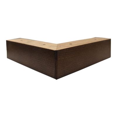 Meubelpoot bruin hoek 18,5 bij 18,5 cm en hoogte 4,5 cm van massief hout