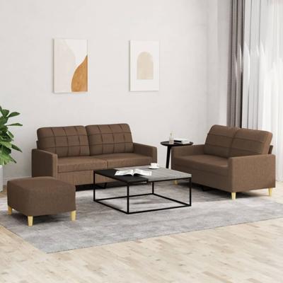 4-delige Loungeset met kussens stof bruin