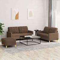 4-delige Loungeset met kussens stof bruin