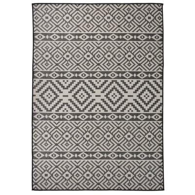 VidaXL Buitenkleed met patroon platgeweven 140x200 cm zwart
