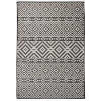 VidaXL Buitenkleed met patroon platgeweven 140x200 cm zwart