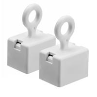 Ophang magneet / magneetjes - 2x - met oogje - wit - 16 x 18 mm