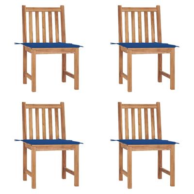 Tuinstoelen 4 st met kussens massief teakhout