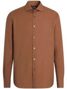 Zegna chemise boutonnée à manches longues - Marron