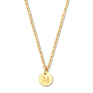 CO88 Collection Alphabet 8CN 26150 Stalen collier -hanger rond 7mm - letter M - 38 + 7 cm - Goudkleurig