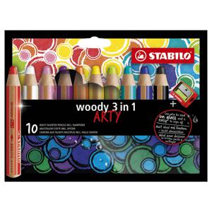 Stabilo Woody ARTY Kleurpotloden 10 Kleuren + Puntenslijper