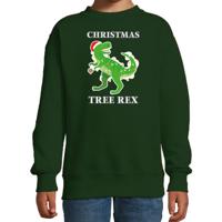 Kerstsweater Christmas T-Rex dinosaurus - voor kinderen - groen - Kerstkleding - lange mouwen