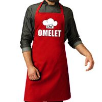 Chef omelet schort / keukenschort rood heren   - - thumbnail