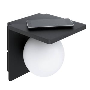 EGLO Ciglie Wandlamp met QI lader - 1 lichts - 18 cm. - E14 - zwart