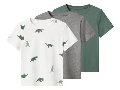 lupilu Set van 3 kinder T-shirts (print/grijs/groen, 110/116)