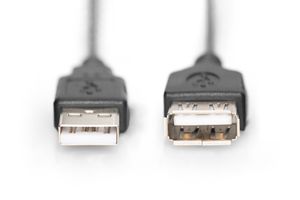 Digitus USB-kabel USB-A stekker, USB-A bus 1.80 m Zwart AK-300200-018-S