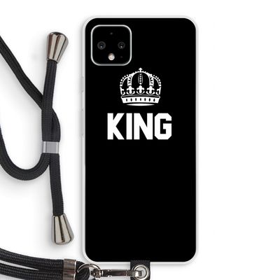 King zwart: Pixel 4 XL Transparant Hoesje met koord
