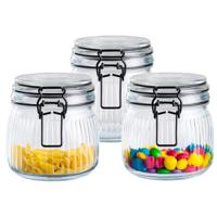 Alpina Voorraad/weck pot - 3x - transparant - geribbeld glas - 12 x 11 cm - 0.5 L Alpina Voorraad/weck pot - 3x - transparant - geribbeld glas - 12 x 11 cm - 0.5 L