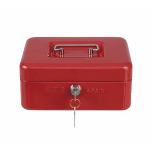 AMIG Geldkistje met 2 sleutels - rood - staal - 20 x 16 x 7 cm - inbraakbeveiliging&amp;nbsp;   -