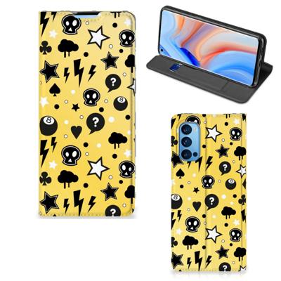 Mobiel BookCase OPPO Reno4 Pro 5G Punk Geel Mobiel BookCase OPPO Reno4 Pro 5G Punk Geel