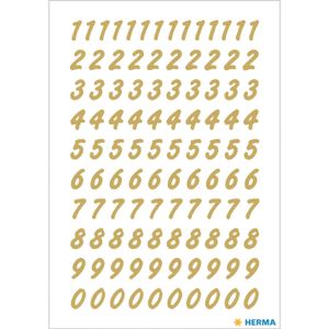 Stickervellen 208x plak cijfers/getallen 0-9 goud/transparant 8 mm
