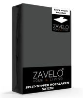 Zavelo Splittopper Hoeslaken Satijn Antraciet-Lits-jumeaux (160x200 cm) - thumbnail
