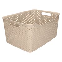 Opbergmand/kastmandje - 18 liter - beige - kunststof - 29 x 39 x 19 cm