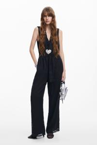 Glitter jumpsuit met riem - BLACK - L