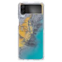 Samsung Galaxy Z Flip 4 | TPU | Siliconen hoesje | Marble Blue Gold