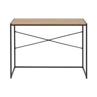 Leen Bakker - Bureau Jaxx - Naturel/zwart - 75x100x45 Cm - MDF - Bruin
