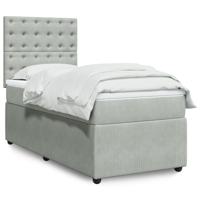Boxspring met matras fluweel lichtgrijs 90x190 cm