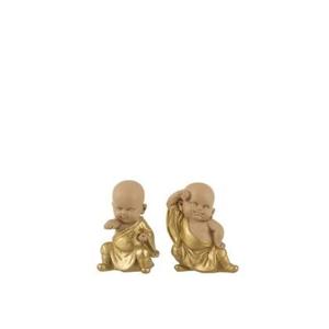 J-Line figuur Monnik - polyresin - goud - 2 stuks
