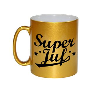 Super juf bedankt gouden mok / beker 330 ml   -