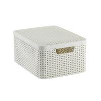 Curver opbergmand met deksel middel - wit - 19x40x29 cm Curver opbergmand met deksel middel - wit - 19x40x29 cm