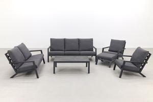 Atlanta stoel-bank loungeset 6-delig - Antraciet