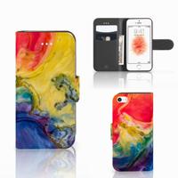Hoesje Apple iPhone 5 | 5s | SE Watercolor Dark | Portemonnee hoesje
