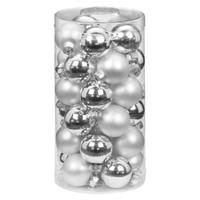 Kerstballen - klein formaat - 30x st - zilver - D4 cm - glas - glans en mat - thumbnail