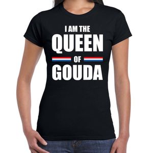 I am the Queen of Gouda Koningsdag t-shirt zwart voor dames