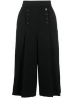 Saint Laurent pantalon court plissé en laine - Noir