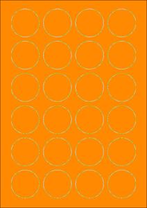 Oranje A4 etiketten 40 mm rond 100 vel Sorex