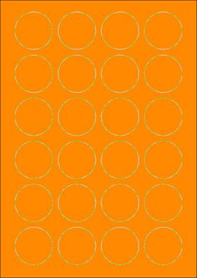 Oranje A4 etiketten 40 mm rond 100 vel Sorex