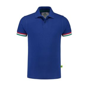 Blauw poloshirt in de kleuren van Italie voor heren