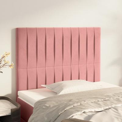 Hoofdborden 2 st 100x5x78/88 cm fluweel roze