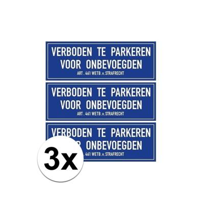 Verboden te parkeren voor onbevoegden sticker - 3x - 20 x 7 cm - parkeerverbod stickers - blauw Verboden te parkeren voor onbevoegden sticker - 3x - 20 x 7 cm - parkeerverbod stickers - blauw