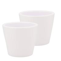 DK Design bloempot/plantenpot - 2x - Vinci - wit mat - voor kamerplant - D10 x H12 cm - Plantenpotten