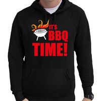 BBQ time bbq / barbecue cadeau hoodie zwart voor heren - thumbnail