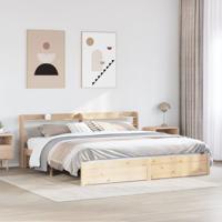 Bedframe met hoofdbord massief grenenhout 200x200 cm