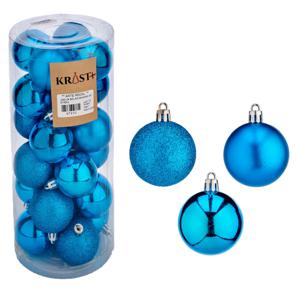 Kerstballen - 48x st - helder blauw - 5 cm - kunststof - glitter/glans/mat