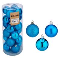 Kerstballen - 48x st - helder blauw - 5 cm - kunststof - glitter/glans/mat - thumbnail