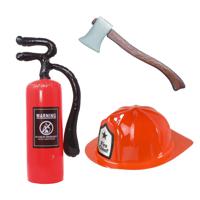 Brandweerman verkleed set - 3 delig - voor volwassenen - helm - gereedschap