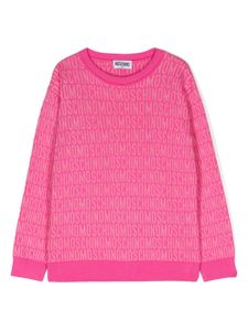 Moschino Kids pull à logo en intarsia - Rose