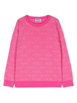 Moschino Kids pull à logo en intarsia - Rose